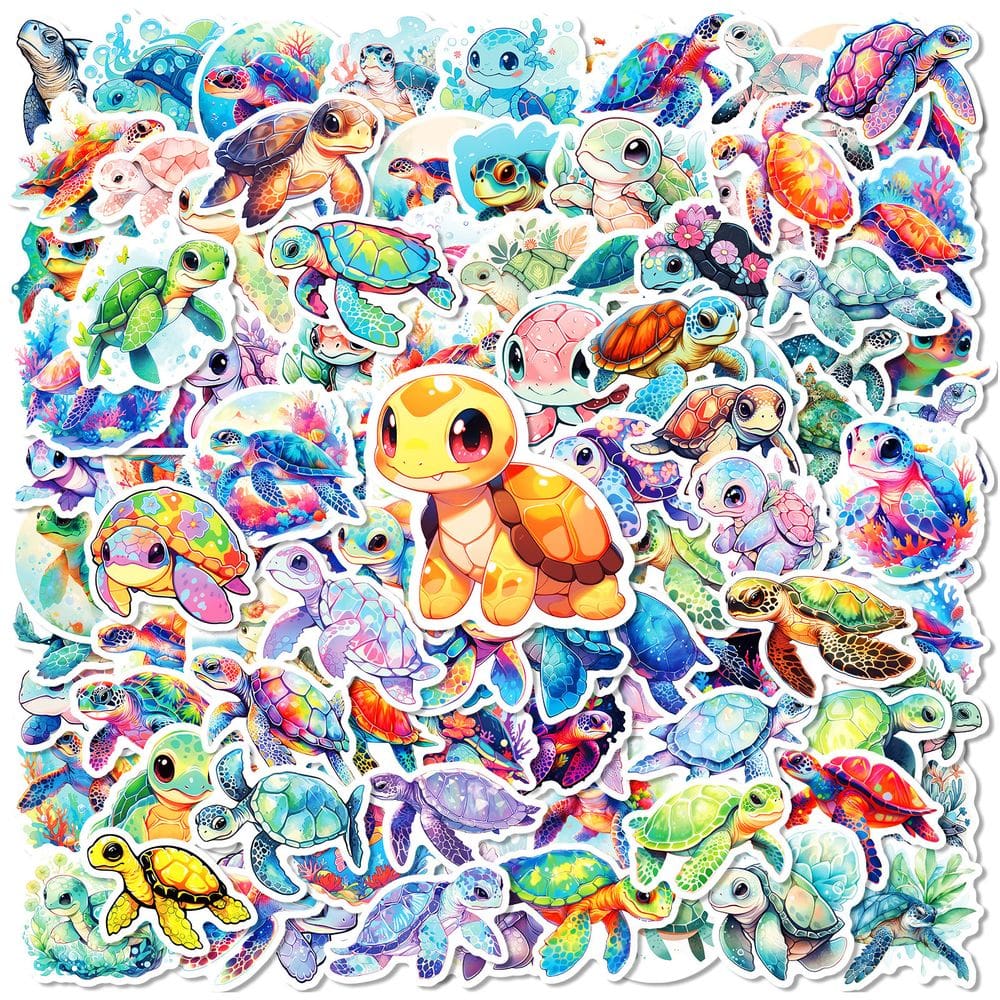 Pacote de adesivos Generic Turtle, 50 unidades, Cute Cartoon Sea