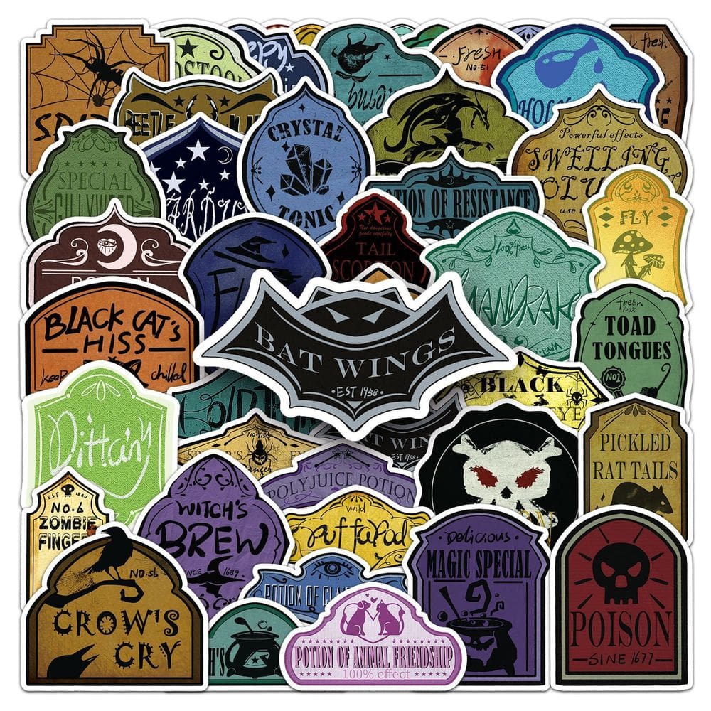 Conjunto de adesivos Witch Potion Label, 51 peças de álbum de recortes à prova d`água
