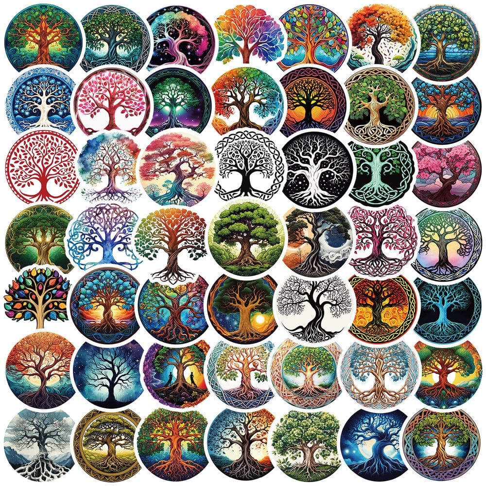 Adesivos Tree of Life Creative Artistic 50 peças à prova d`água
