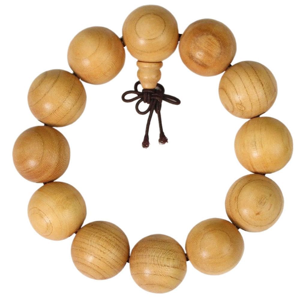 Pulseira budista natural de madeira de pêssego de 20 mm para homens/mulheres