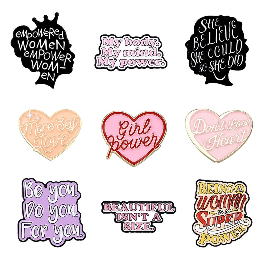 Conjunto de broches Empowered Women, Girl Power e Self-Love Heart