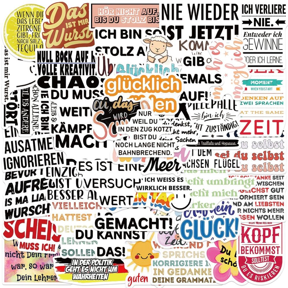 Pacote de adesivos French Inspirational, 50 unidades de vinil impermeável