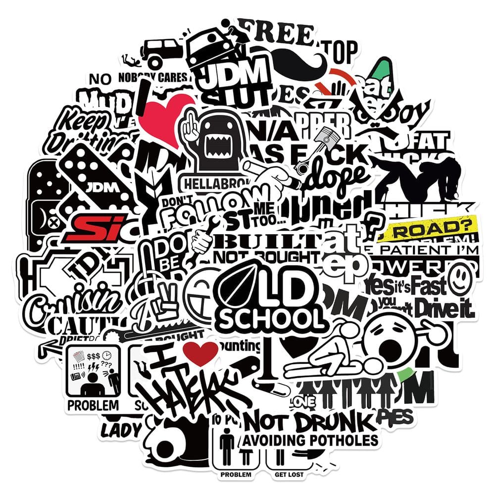 Adesivos engraçados em vinil impermeável para carros e motocicletas, 50 unidades