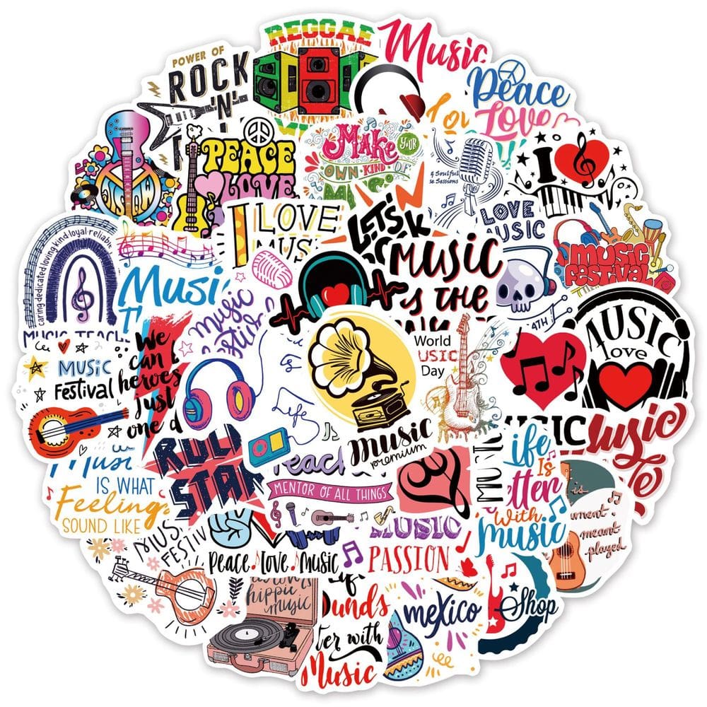 Adesivos Music Quote, decalques de vinil, garrafas de água, 50 unidades