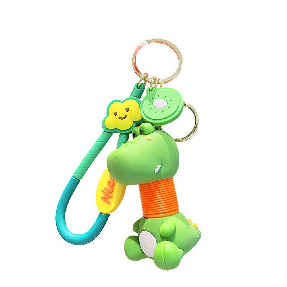 Chaveiro de dinossauro de frutas fofo com pescoço elástico em liga/PVC