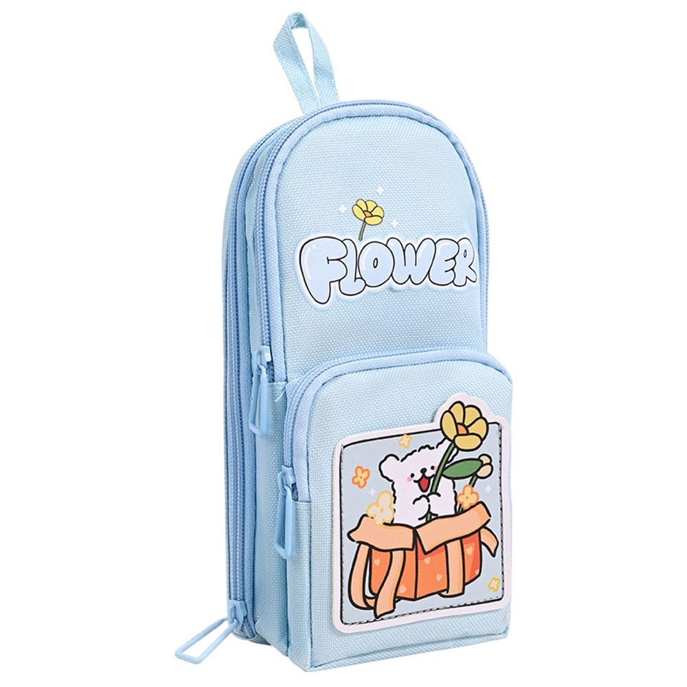 Estojo de lápis de grande capacidade com design de cachorro fofo com estampa floral