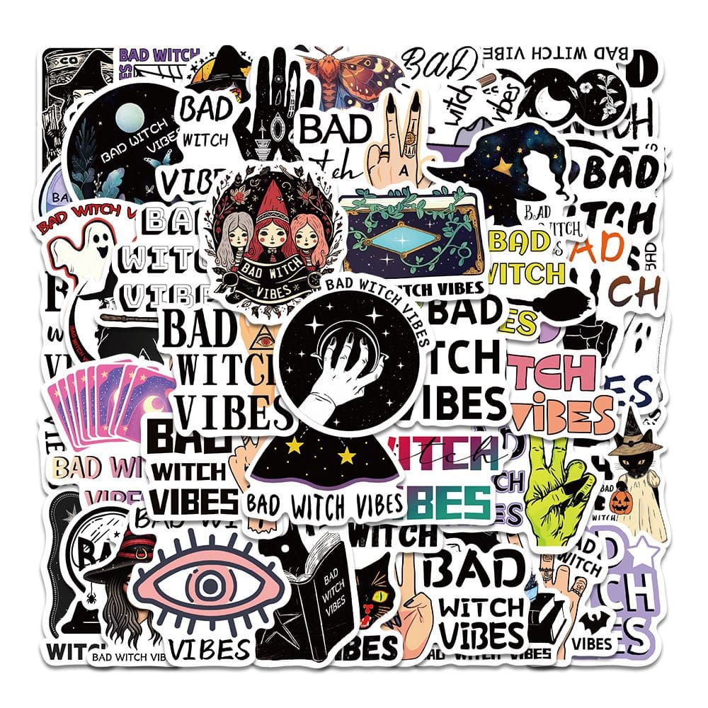 Pacote de adesivos Bad Witch Vibes Gothic Magic, 50 unidades
