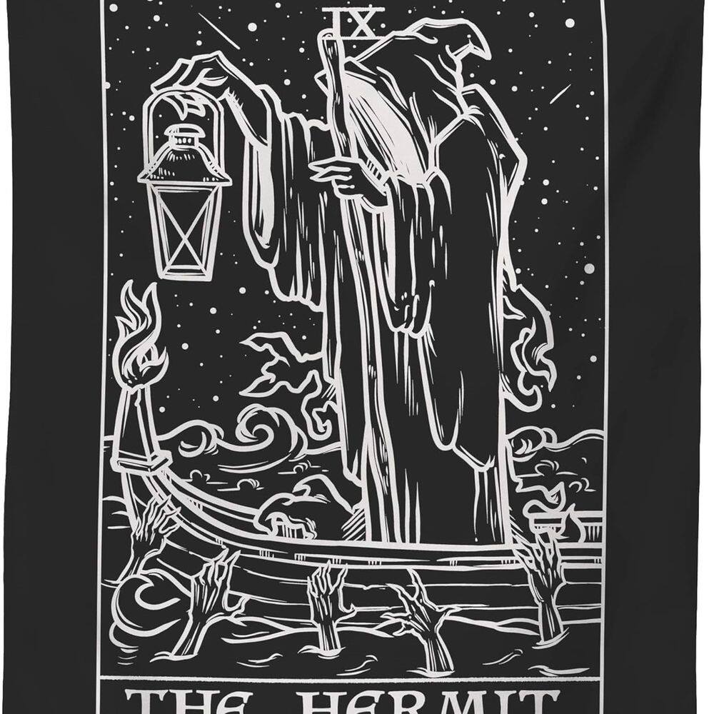 Tapeçaria para pendurar na parede: feitiçaria gótica, o tarô eremita