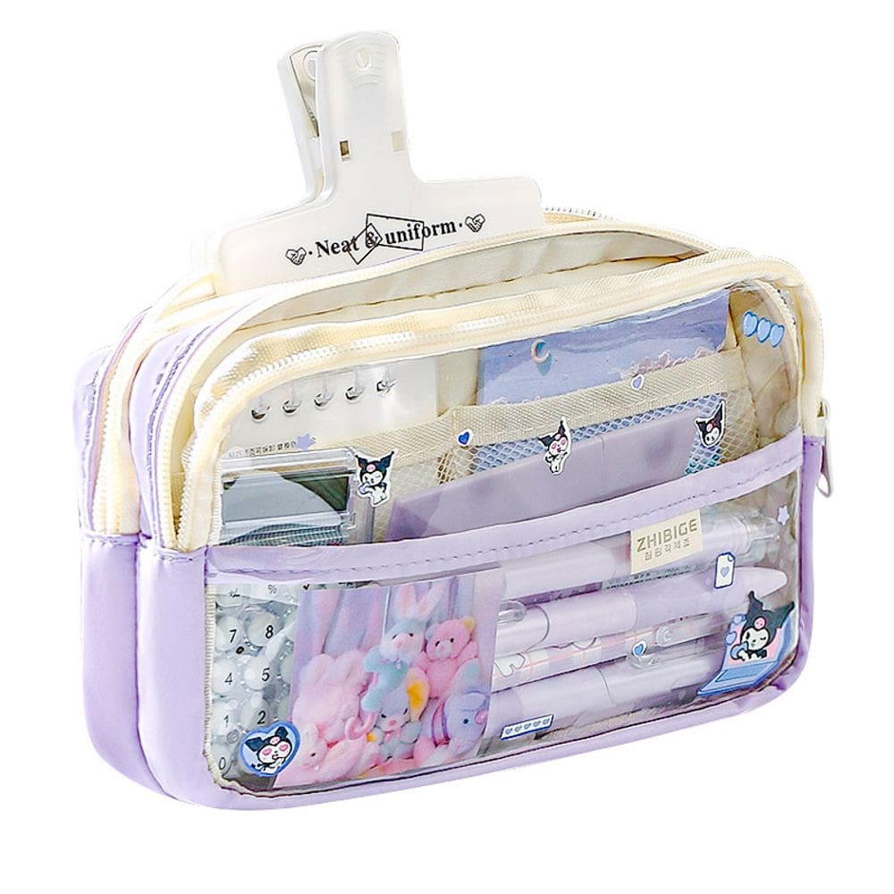 Estojo para lápis, tecido transparente de grande capacidade, 200 ml