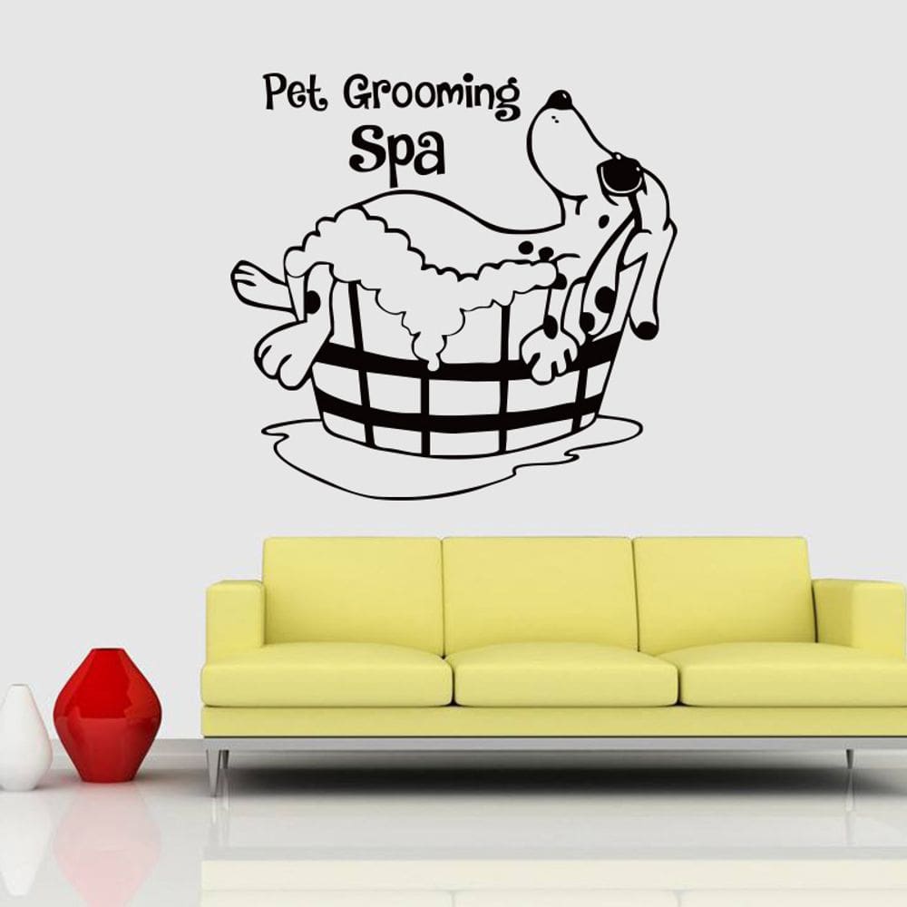 Adesivo de parede Pet Grooming Spa Cute Dog in Bath 58x60cm