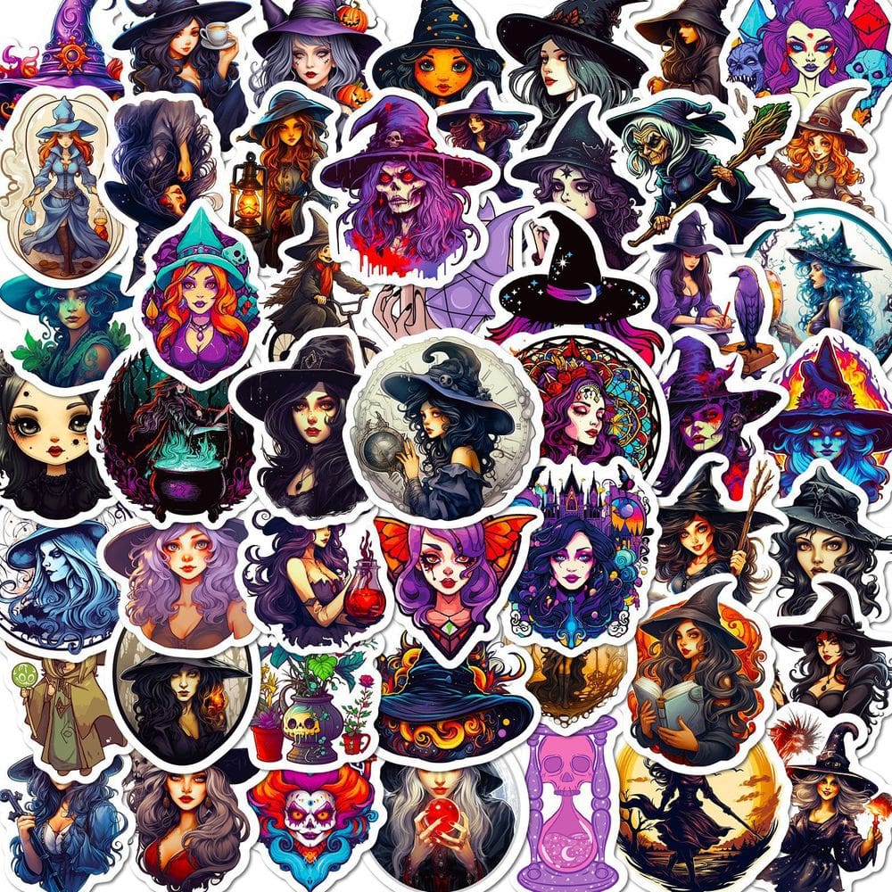 Pacote de adesivos Gothic Witch Dark Fantasy Aesthetic, 50 unidades