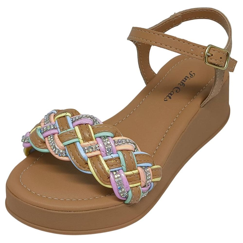 Sandalia Infantil Menina Anabela Elegante Conforto Pink Cats