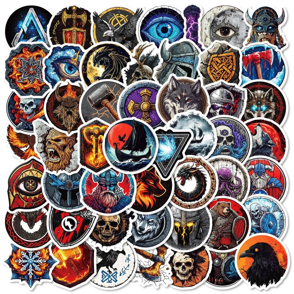 Pacote de adesivos Viking Norse Mythology, 50 unidades de vinil impermeável