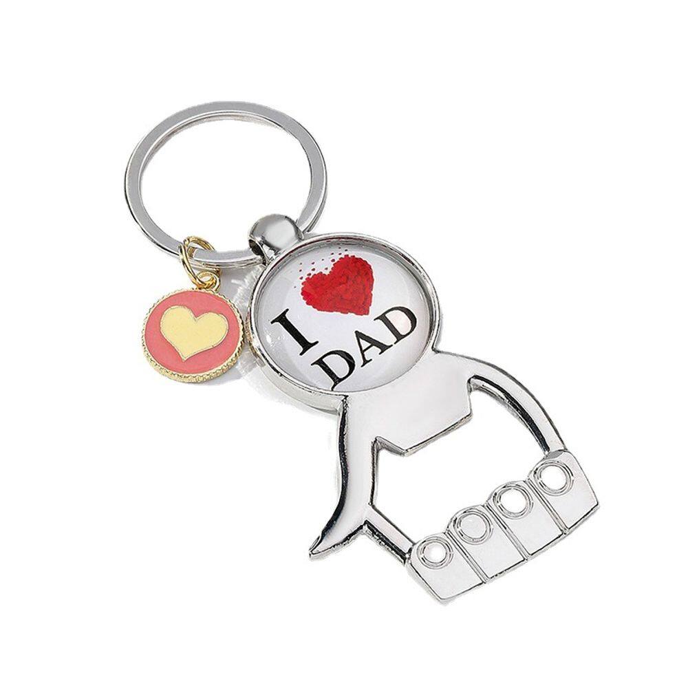 Chaveiro I Love Dad with Heart Charm, abridor de garrafas de metal