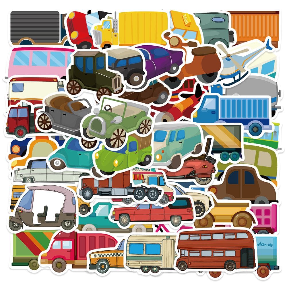 Pacote de adesivos Cartoon Vehicle 51 unidades de carros antigos e caminhões