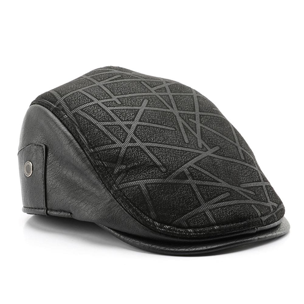 Chapéu de couro plano para homens Gatsby Newsboy Style 58 cm de circunferência