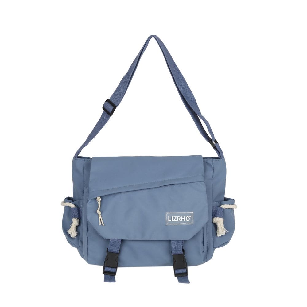 Bolsa Messenger de lona, bolsa de ombro em estilo coreano, azul