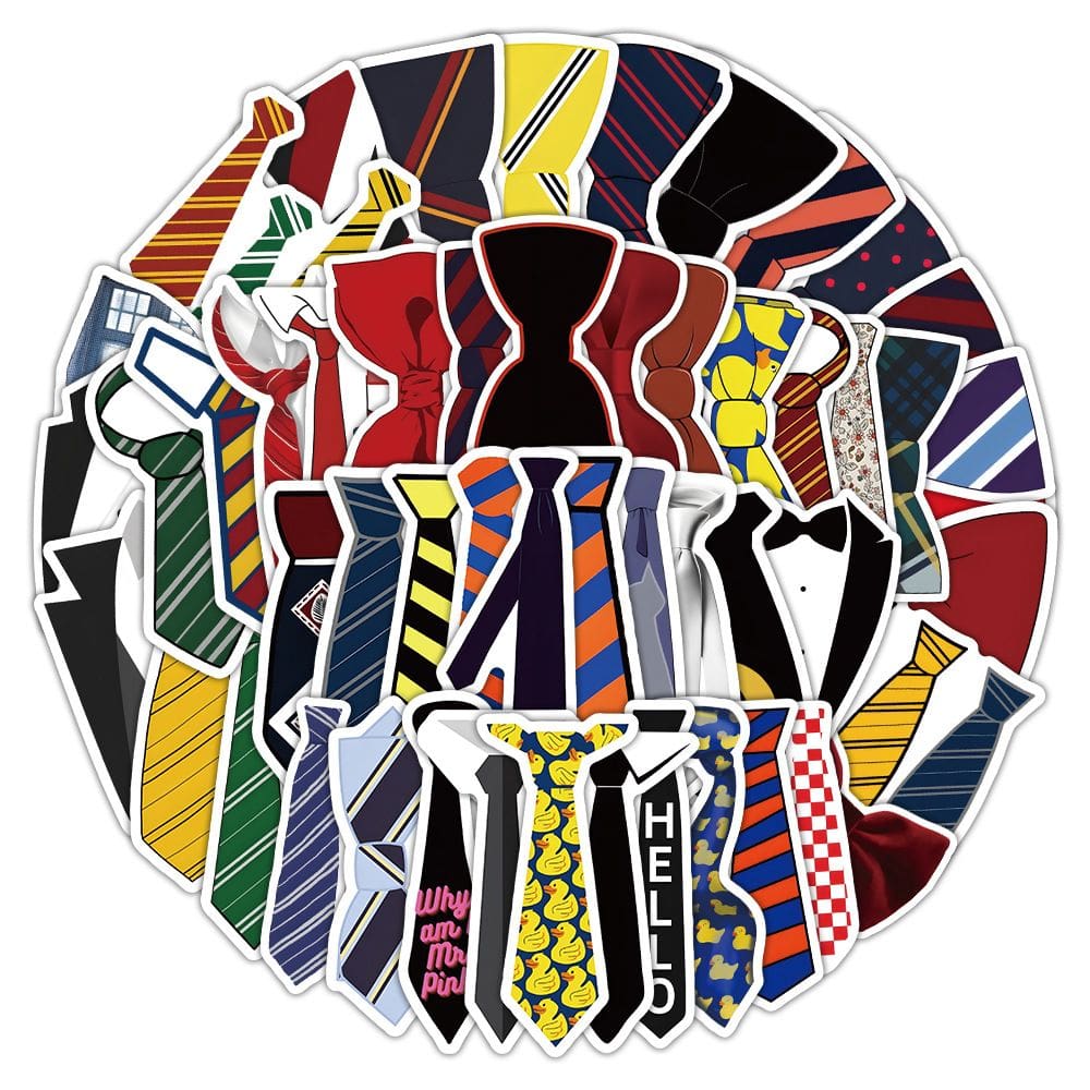 Pacote de adesivos, gravata de desenho animado e decalques de gravata borboleta, 50 unidades