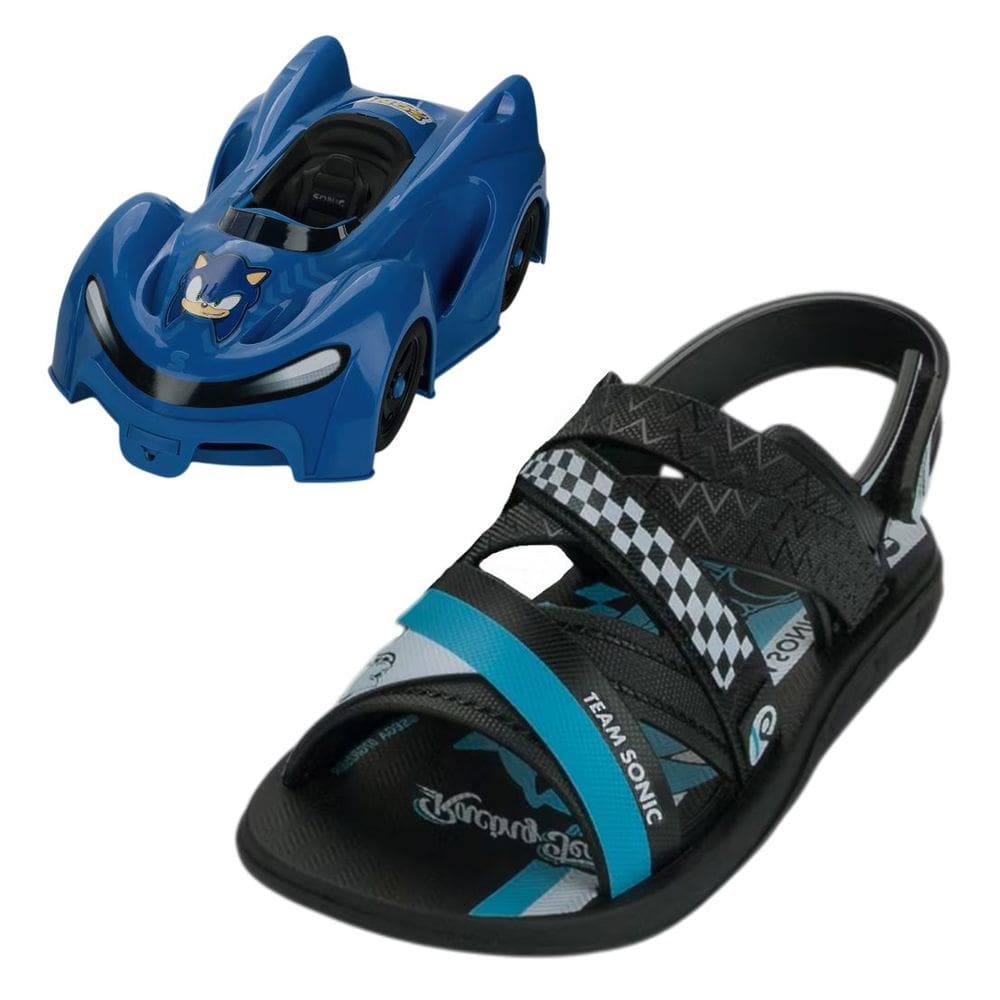 Sandalia Infantil Menino Ajustavel Carrinho Sonic Fast Car