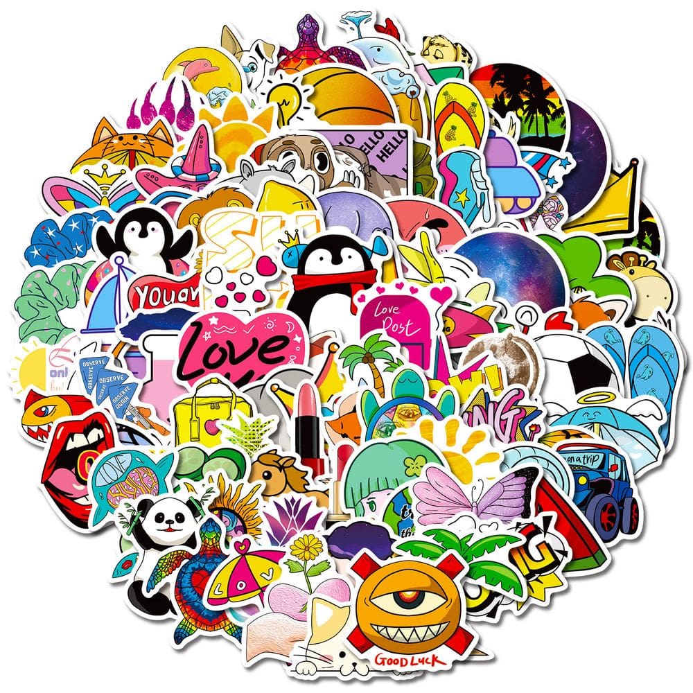 Pacote de adesivos Pink Pig & Fun Doodles, 100 unidades à prova d`água