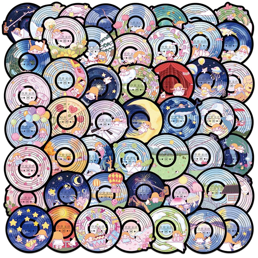 Pacote de adesivos, disco de vinil, 50 unidades, disco LP retrô, Music Lover