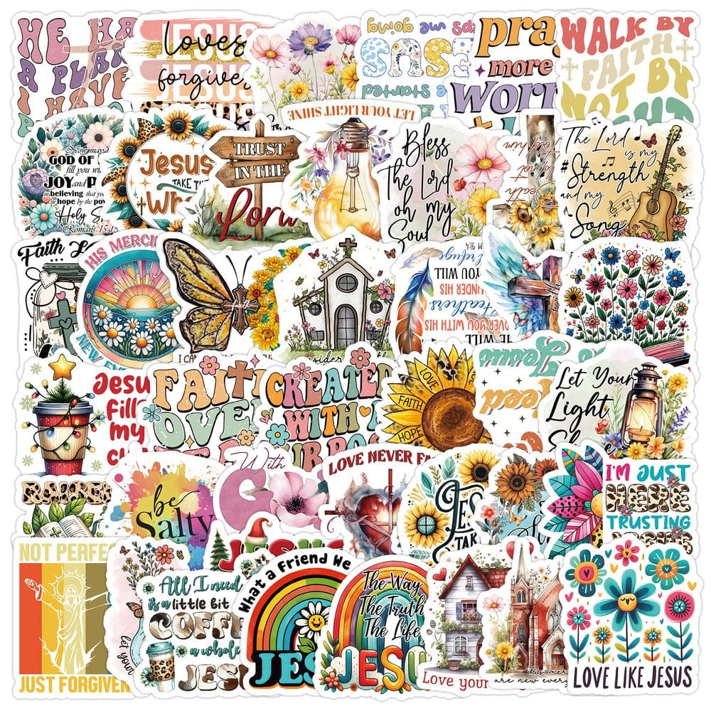 Pacote de adesivos, versículo bíblico, 50 unidades de escritura inspiradora