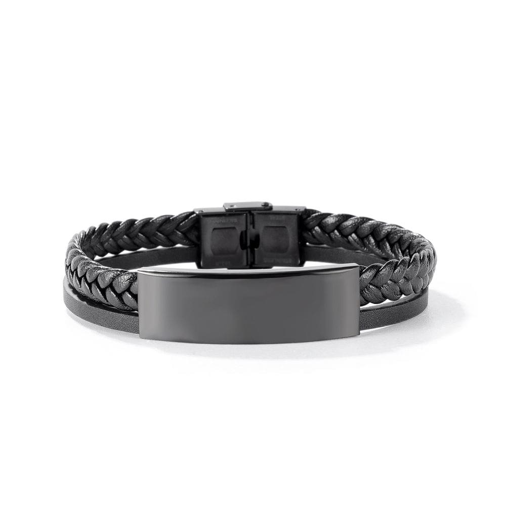Pulseira preta minimalista para homens, pulseira de couro PU trançado
