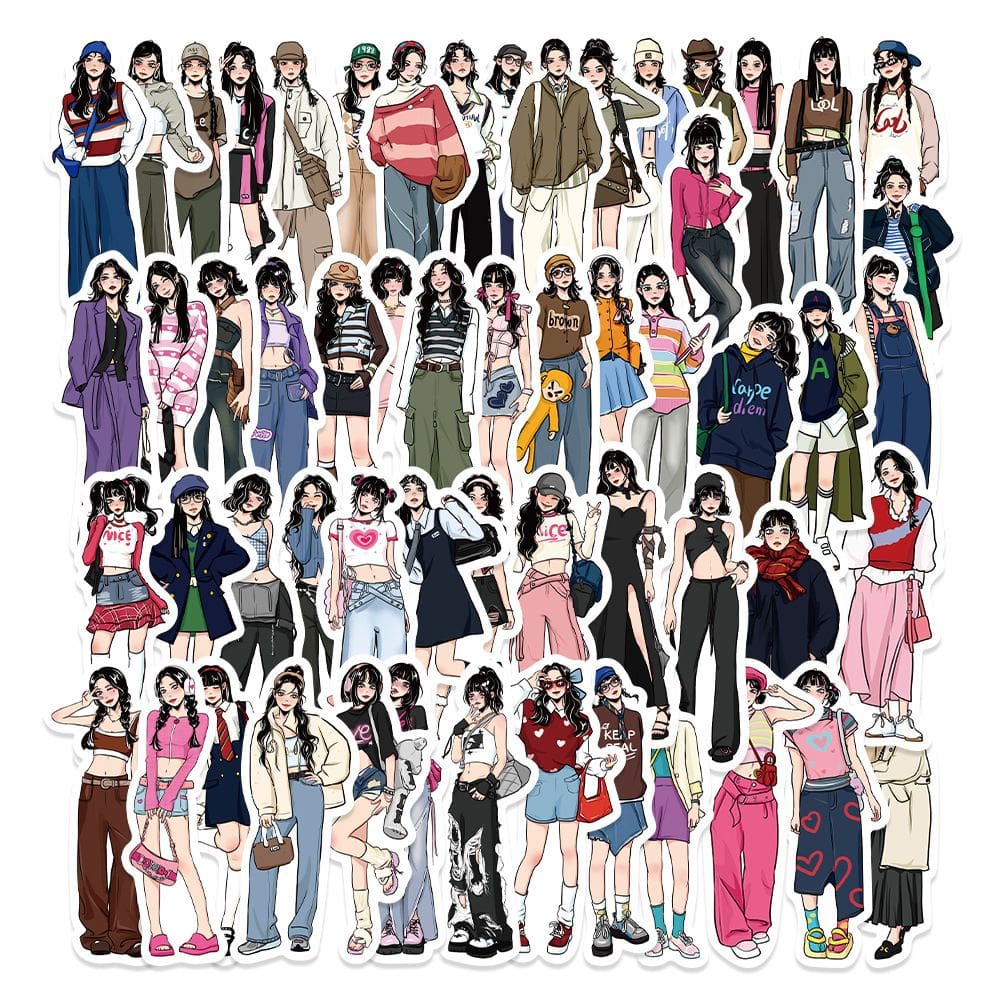 Pacote de adesivos Mocha Style Aesthetic Fashion Girl, 65 unidades