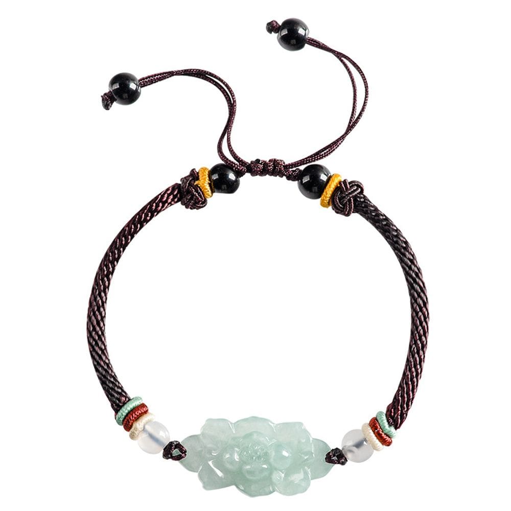 Pulseira Jade Lotus feita à mão para homens e mulheres