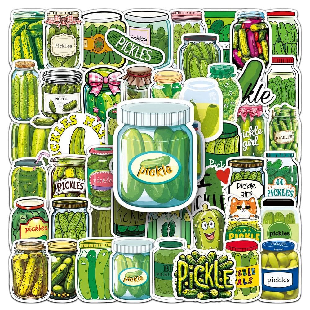 Adesivos Pickle, 50 peças de desenhos animados, decalques de comida, laptop