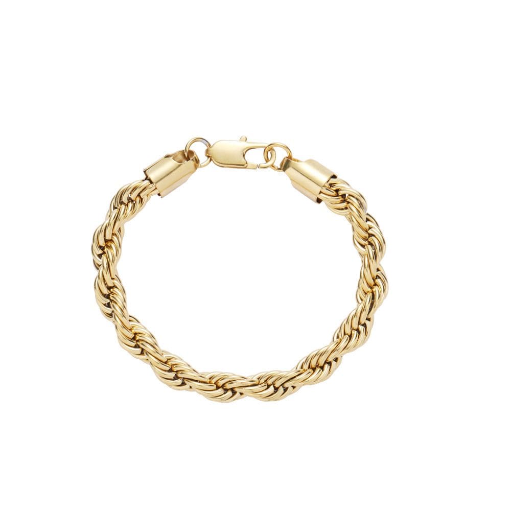 Pulseira masculina de aço inoxidável com acabamento em ouro 18K