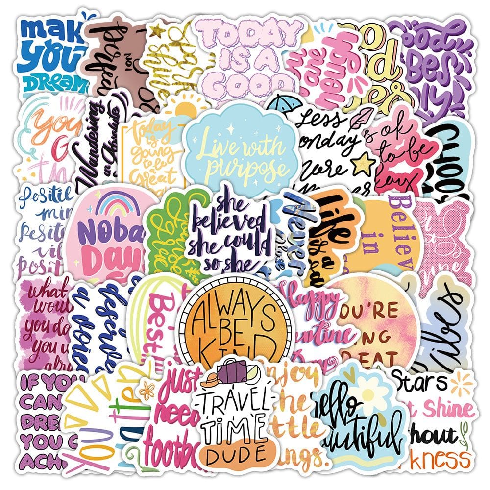 Pacote de adesivos Cute Aesthetic Sweet Quotes Rainbow x100