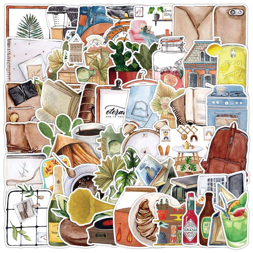 Pacote de adesivos Fantasy Book Theme em aquarela 50 unidades