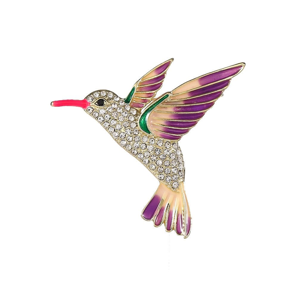 Broche Elegant Hummingbird Purple Enamel Wings Alloy