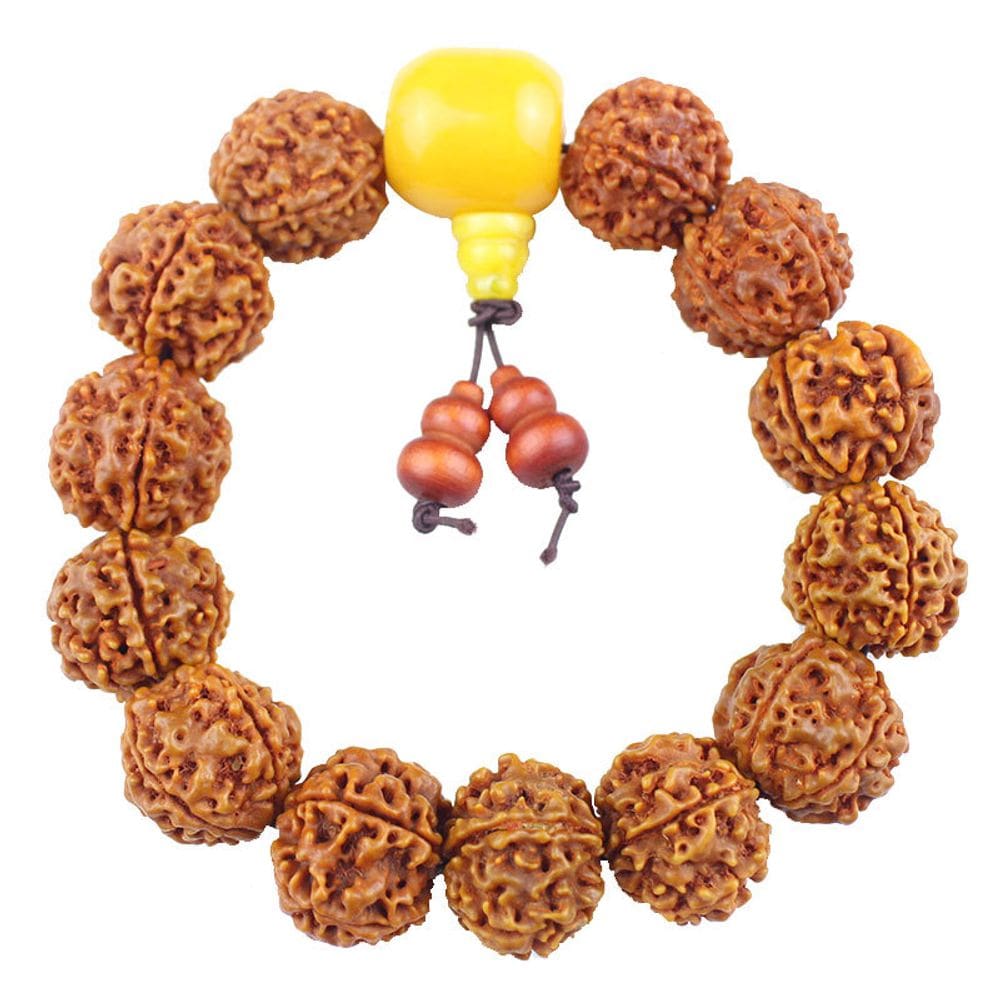 Pulseira natural Rudraksha Bodhi Seed de cinco faces para homens 18 mm