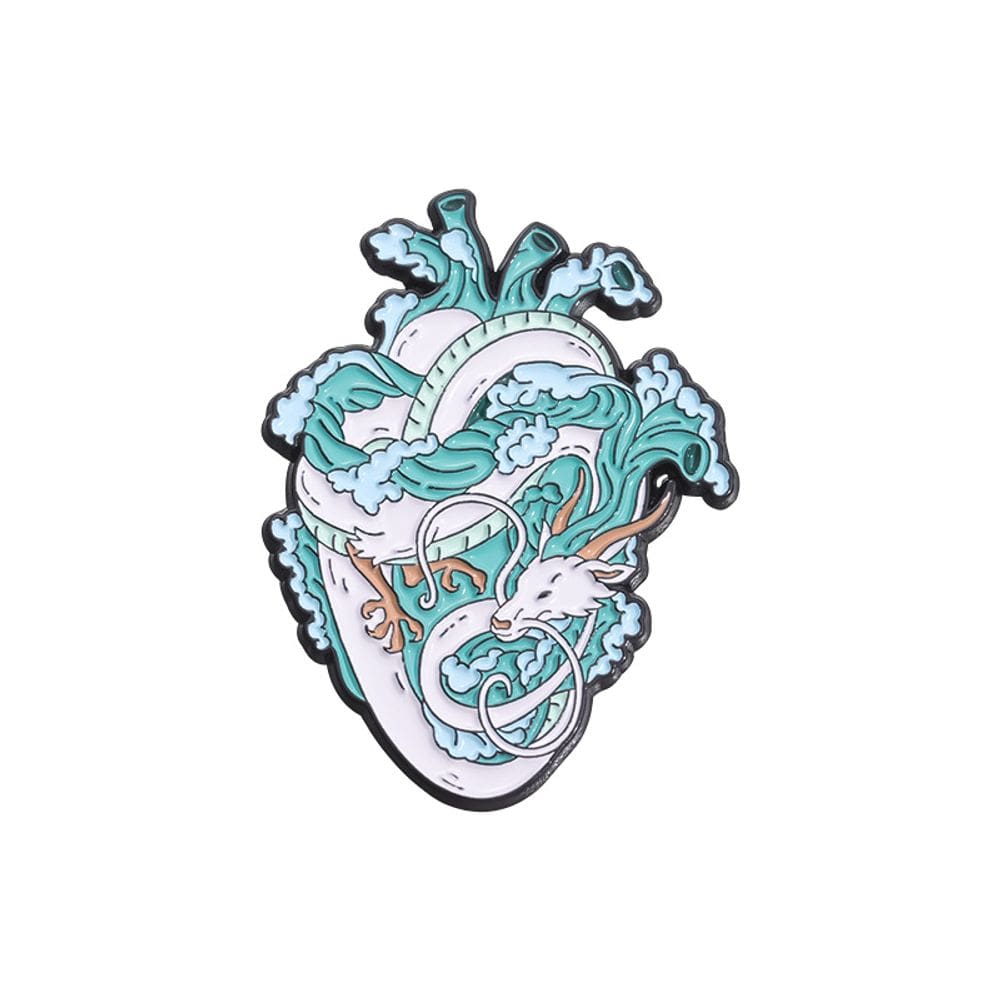 Broche Pin Ocean Wave Heart Enamel, blusa, alfinetes azuis