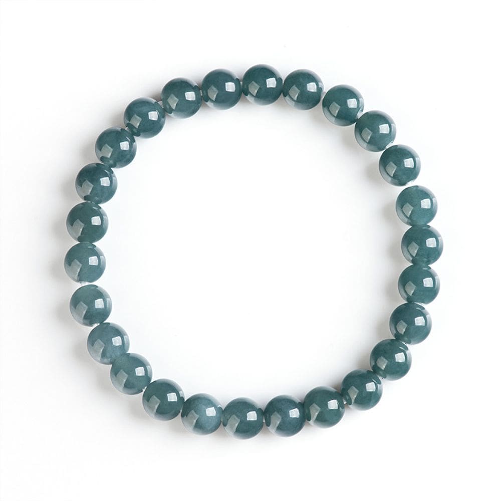 Pulseira de miçangas natural Jadeite Blue Water de 6,5 mm