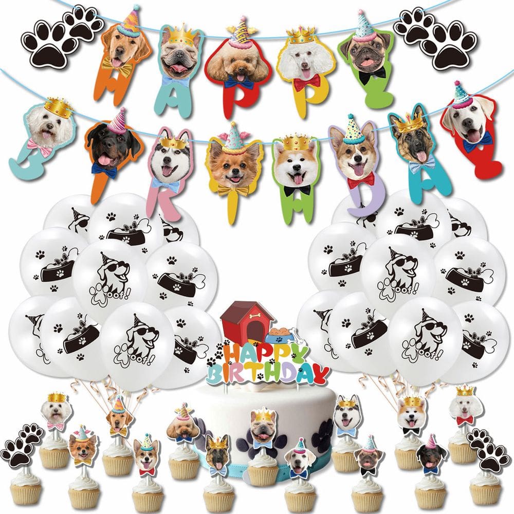 Conjunto de decorações de festa, aniversário de cachorro, 39 peças, tema de filhote