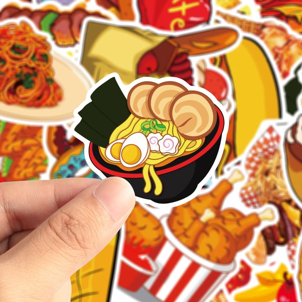 Conjunto de adesivos Food & Drink, 50 peças de decalques de vinil para bagagem e telefone