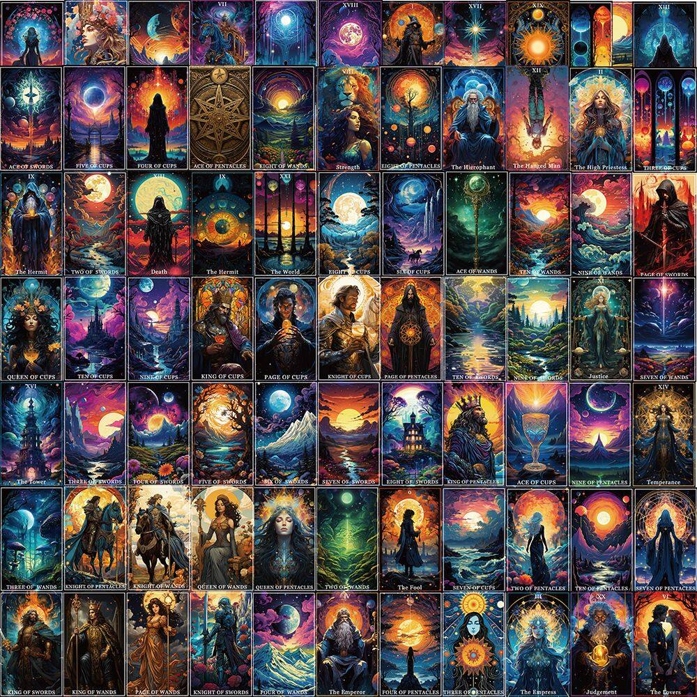 Conjunto de adesivos de tarô vintage, 56 peças de vinil clássico