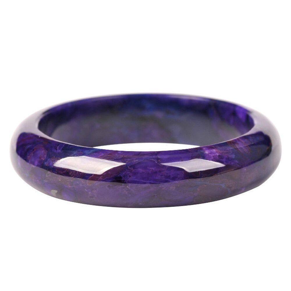 Pulseira Deep Purple Jade para mulheres, 58-60 mm de diâmetro