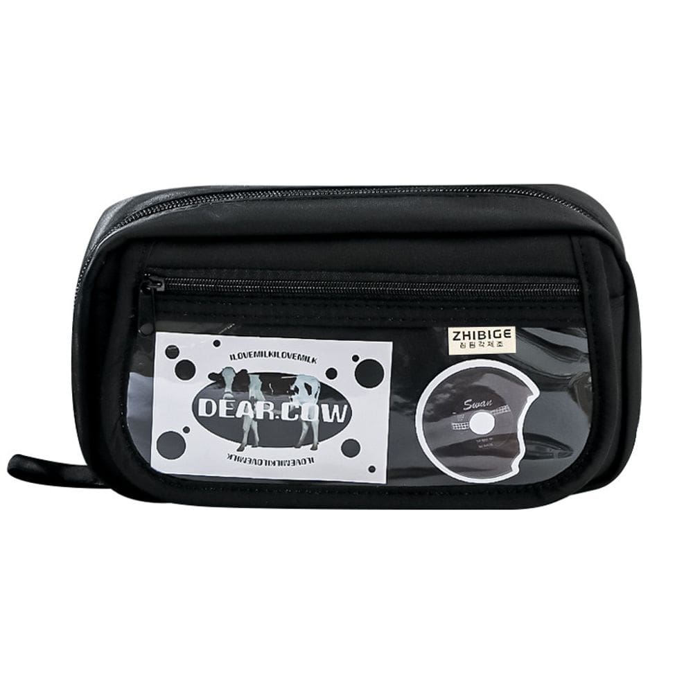 Estojo de lápis de grande capacidade com bolso de PVC transparente