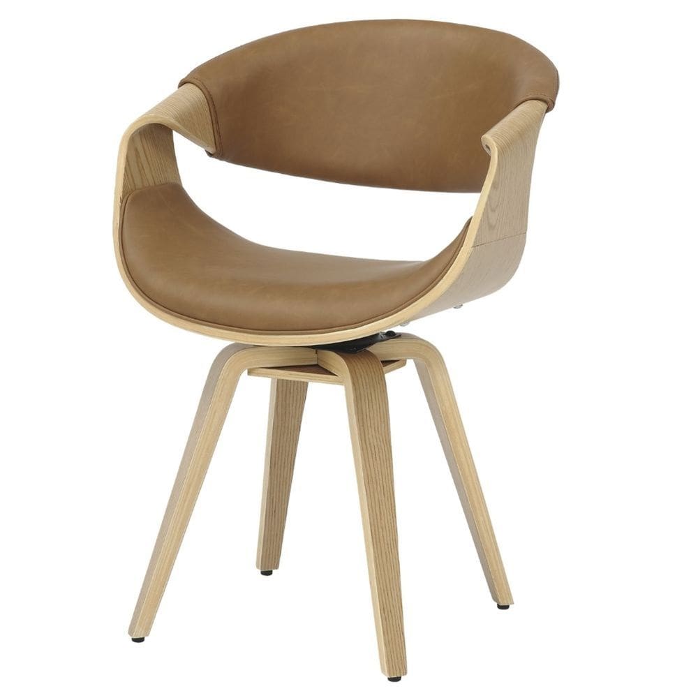 Cadeira com Braços Munique Nicole Fratini Revestido em Tecido Caramelo Estrutura em Madeira