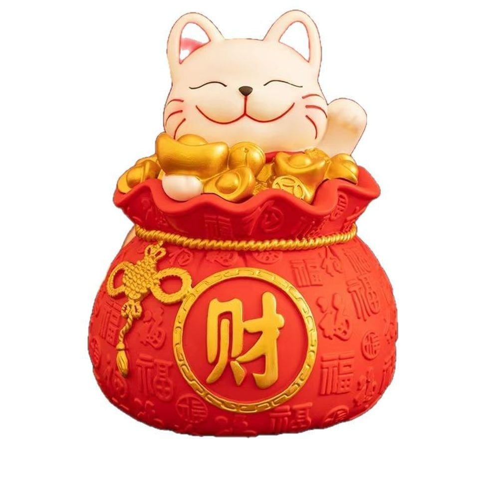Coin Bank Lucky Cat Home Piggy Bank para crianças em PVC 16x16x21cm
