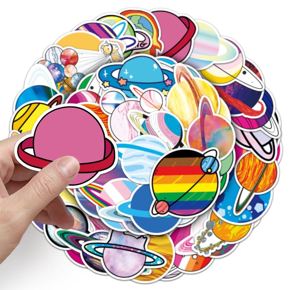 Pacote de adesivos Cartoon Planet, 50 unidades, decalques coloridos Galaxy