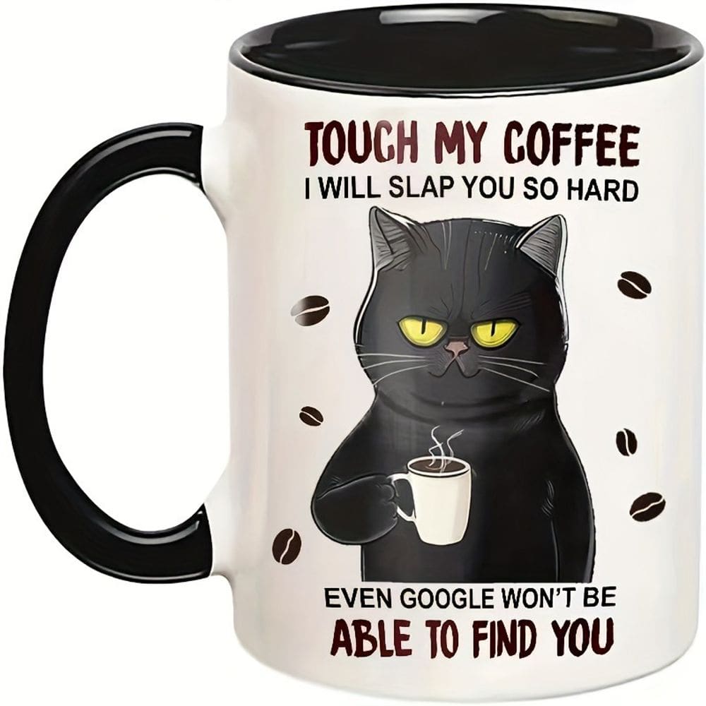 Caneca Funny Touch My Coffee Cat 350 ml - Sassy Black Cat Cof
