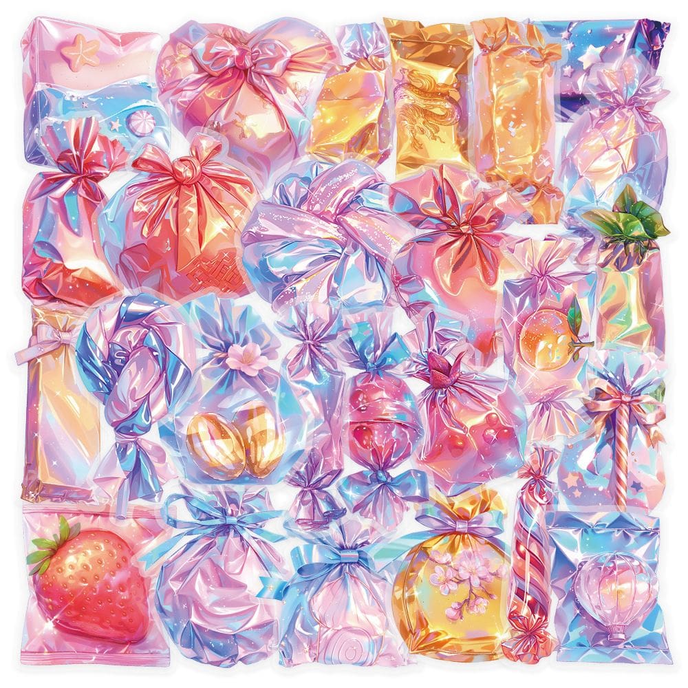 Pacote de adesivos Holographic Candy, 50 unidades de decalques de vinil PET