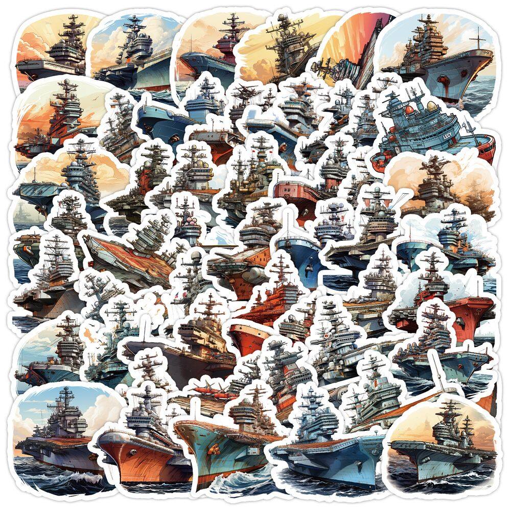 Pacote de adesivos Aircraft Carrier 50 unidades Cartoon Navy Ship