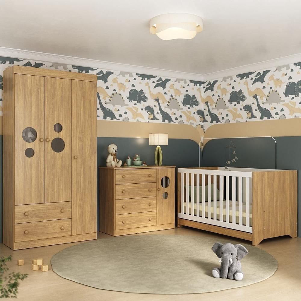 Quarto de Bebê Completo com Berço Americano 3 em 1 Pirulito Multimóveis MP4621