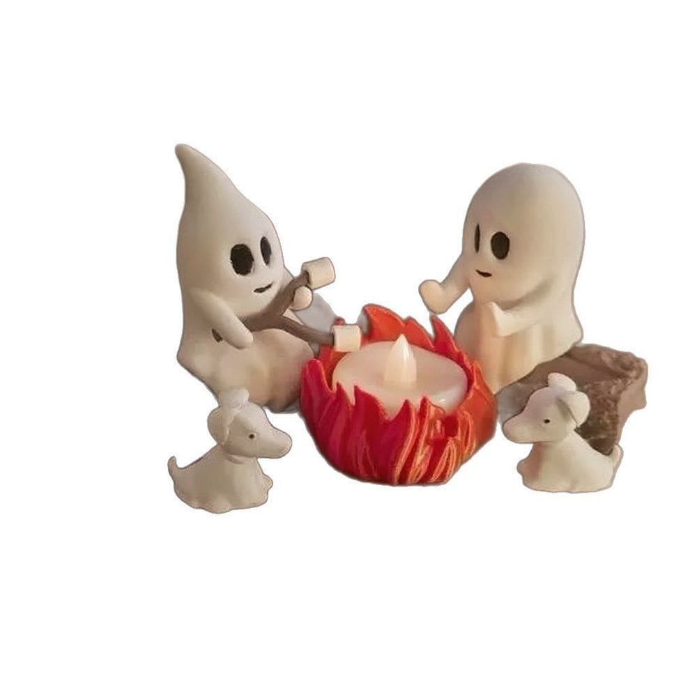 Escultura de decoração de jardim Ghost Campfire Gathering Resin